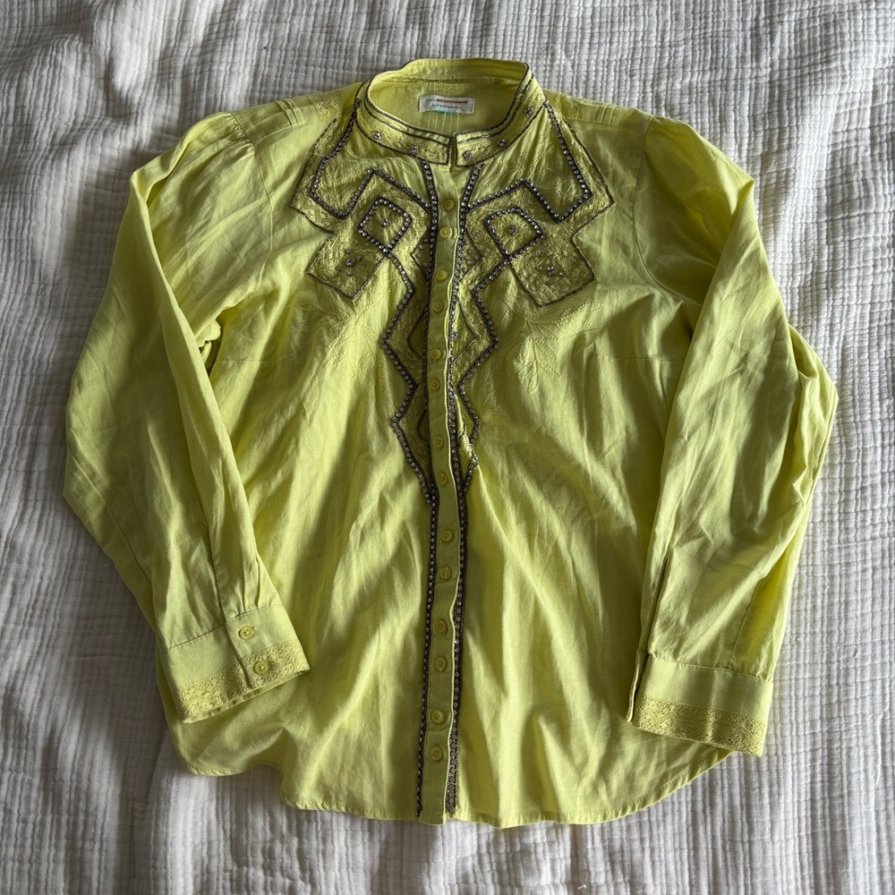 Anthropologie Western Beaded Button Down Shirt